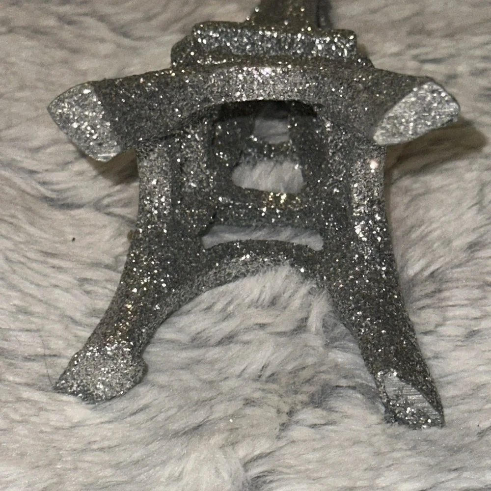Vintage Pier 1 Eiffel Tower Silver Glitter Ornament
